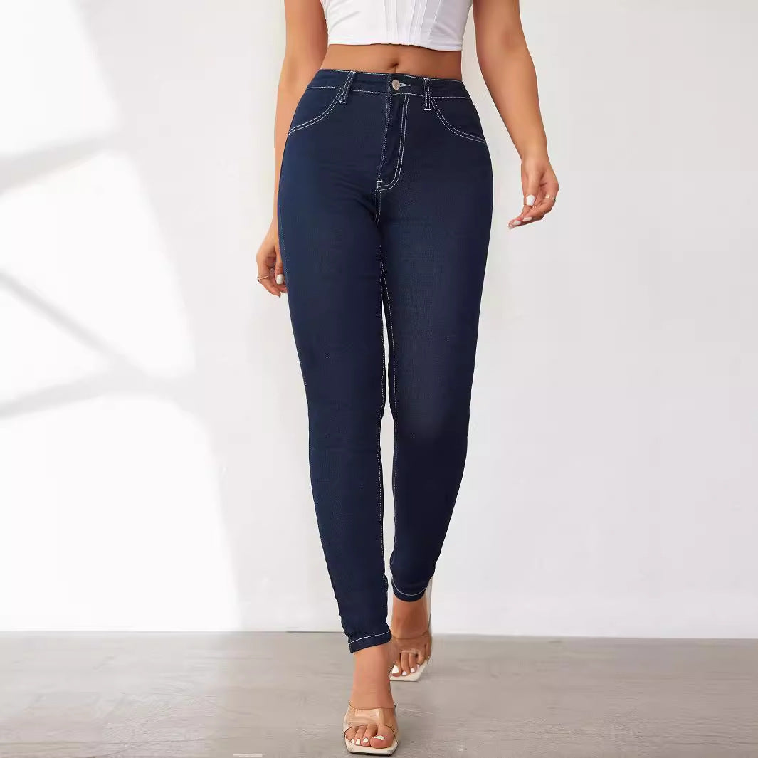 Kvindernes Figur-Omfavnende Høj Talje Jeans Leggings Stilla