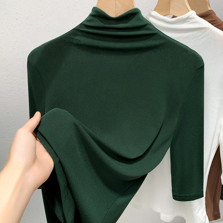Dame Langærmet skjorte med moderne stålkrave og elegant drapering Stilla