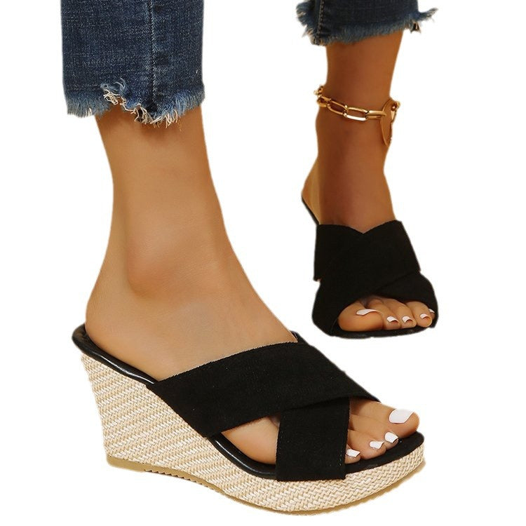 Dame Wedge-sandaler med krydsede remme og skridsikker sål Stilla