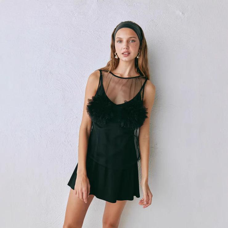Women's Transparent Blouse with Voluminous Ruffles Skovae