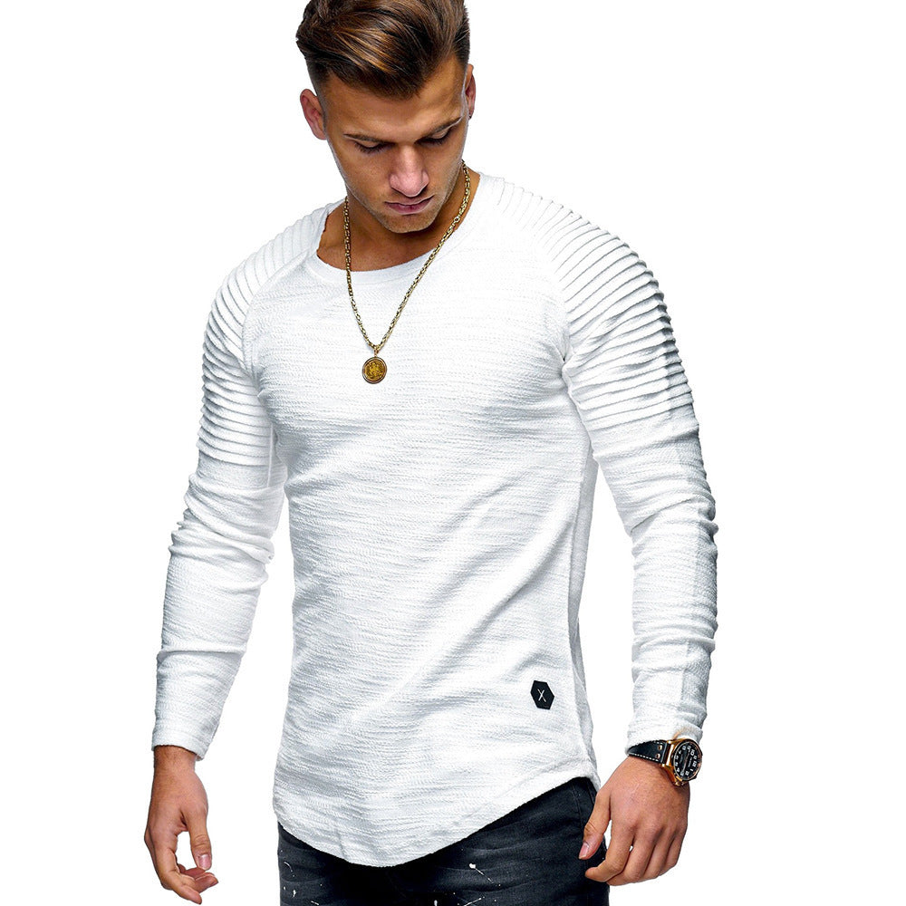 Herrer elegant langærmet pullover med struktureret design og smal pasform Stilla