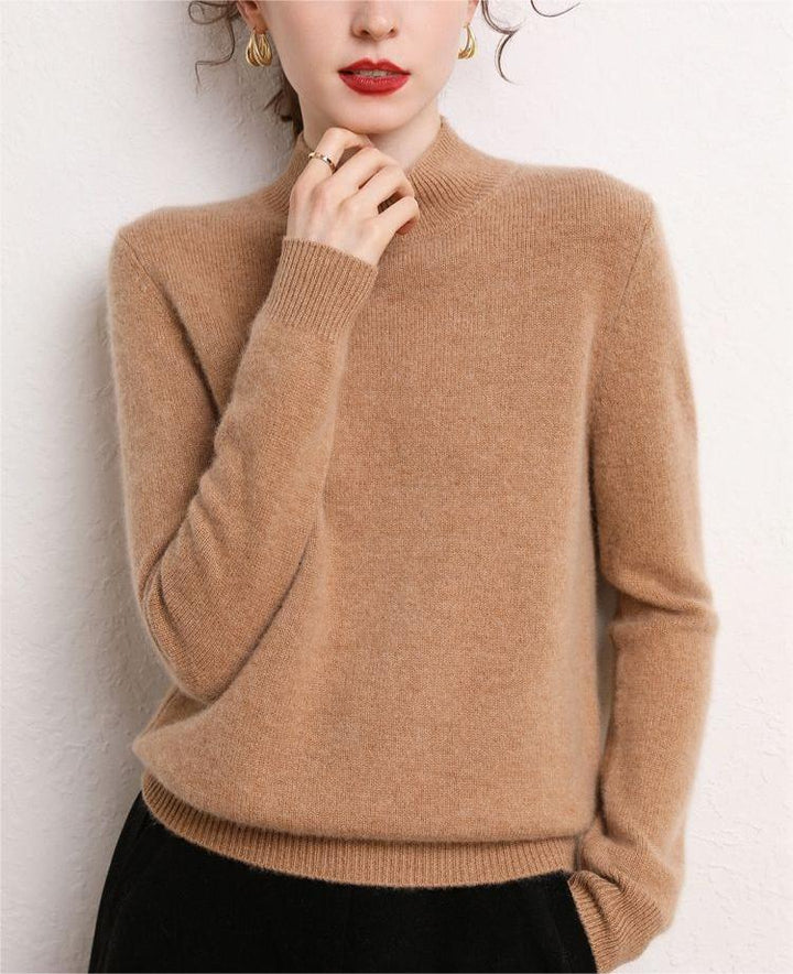 Kvinders cashmere-lignende pullover med høj hals og smalle ærmer Stilla
