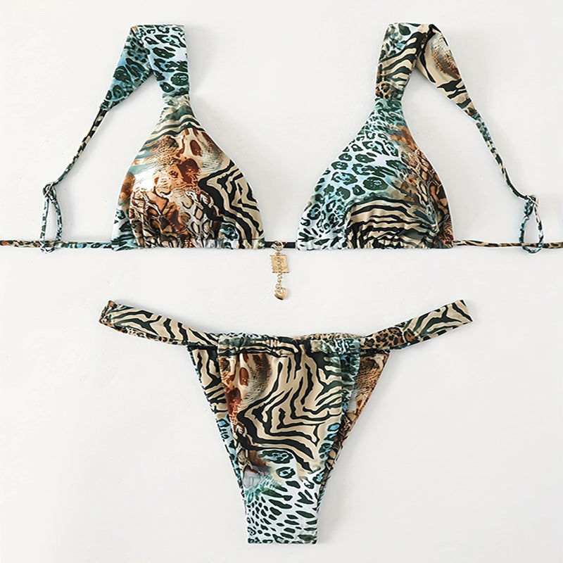 Dame Triangel-Bikini med legende patchwork-mønster Skovae