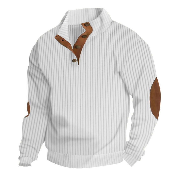 Herre sporty sweatshirt med strukturerede ribdetaljer og mode læder accenter Stilla