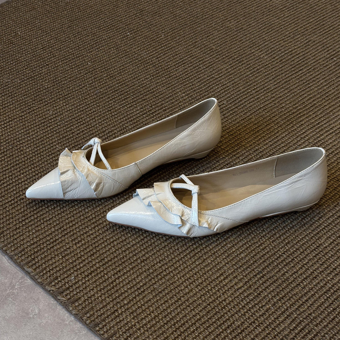 Dame elegante spidse ballerinas med ruffledetail Stilla