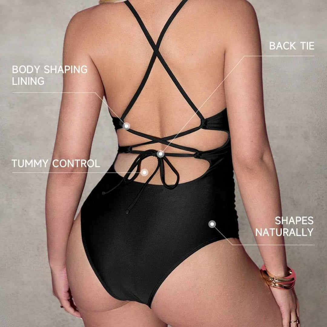 Dame one-piece badedragt med flot ruffle detalje Skovae