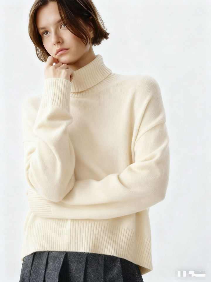 Dame Cozy Turtleneck Sweater med Oversized Snit og Fin Ribstruktur Stilla