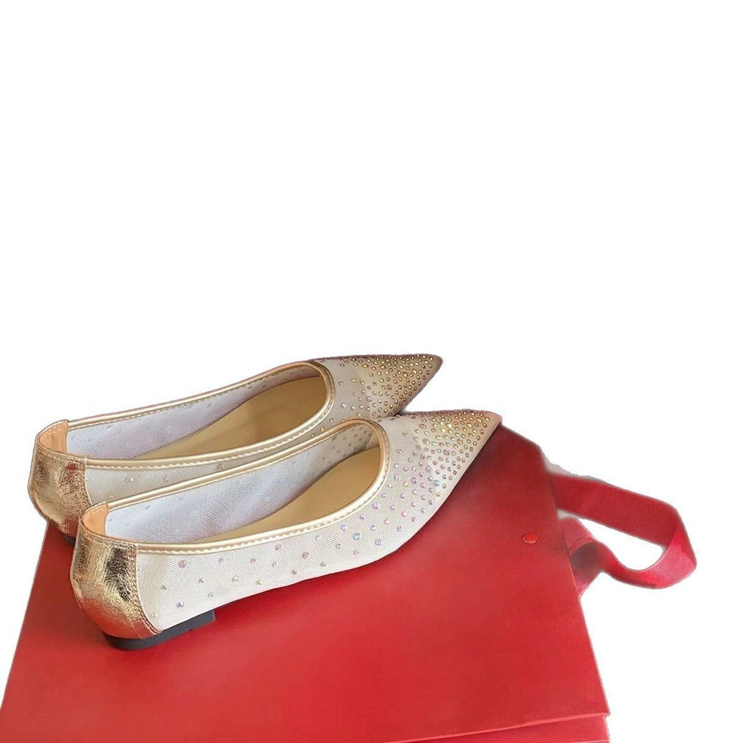Dame Glamourøse Ballerinas med strass-besatte accenter og spids design Stilla