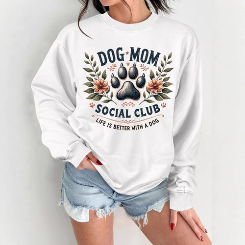 Kvindernes sweatshirt med trendy hundemotiv og forbedret print Stilla