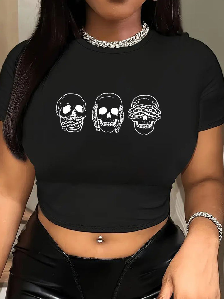 Dame Crop-T-shirt med kreativ telefon-design Skovae