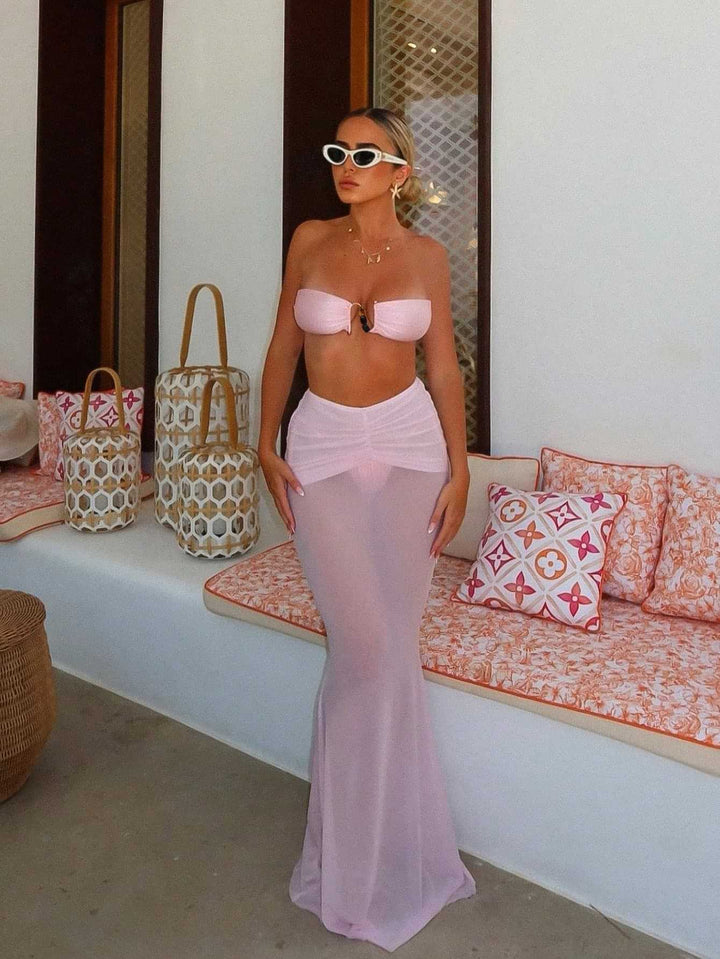 Damer Bandeau-bikini med flydende maxi-nederdel Skovae