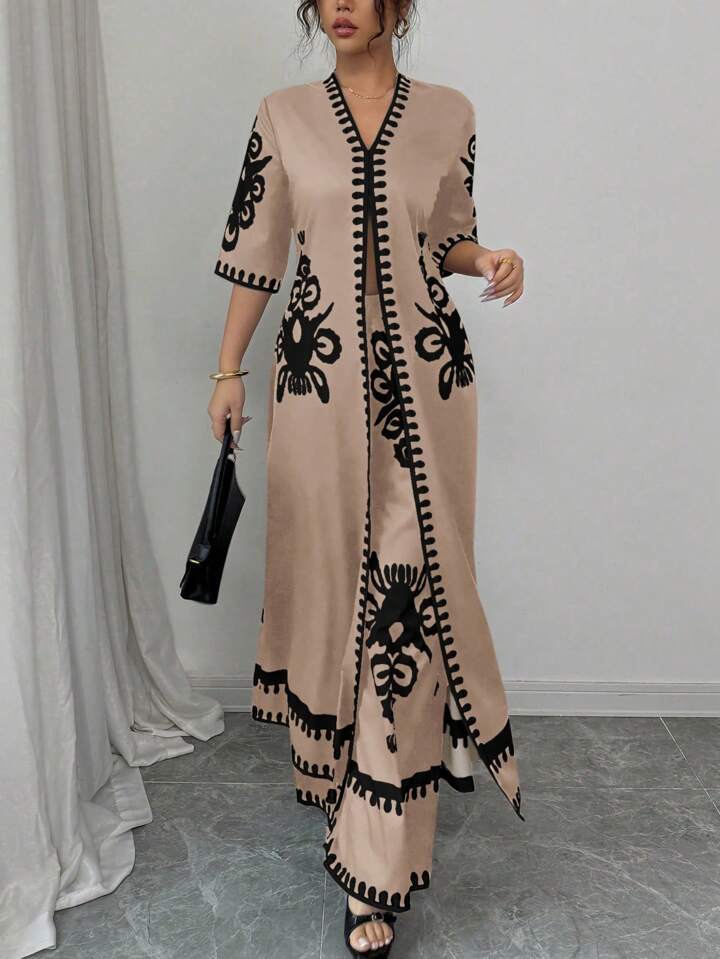 Dame broderet Kaftan-kjole Stilla
