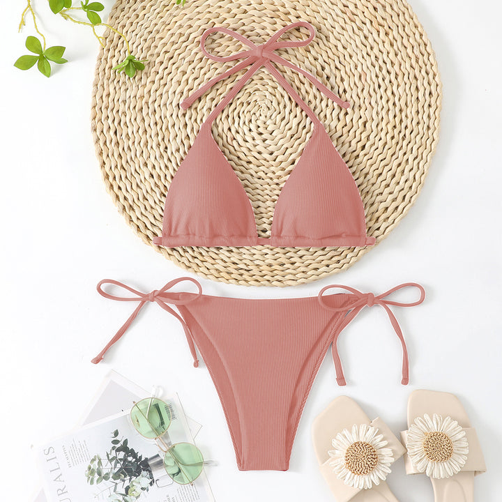 Dame Rib-Trekant-Bikini-Sæt Stilla 1750840293