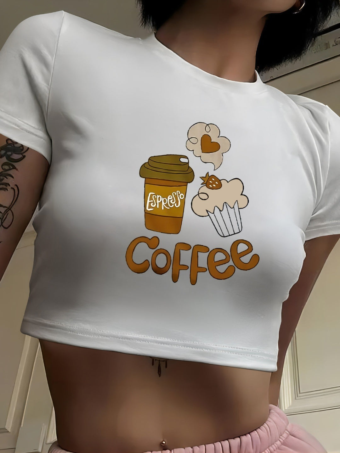 Dame Crop-Shirt med legende spøgelsesmotiv Skovae