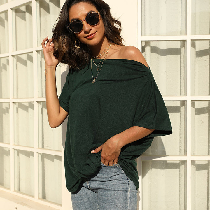 Dame Off-Shoulder T-shirt med løs pasform og trendy knotted detalje Stilla