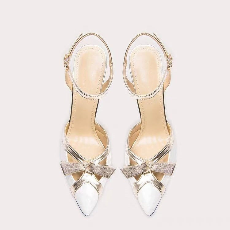 Dame elegante spidse Slingback-hæle med metallic accent Stilla