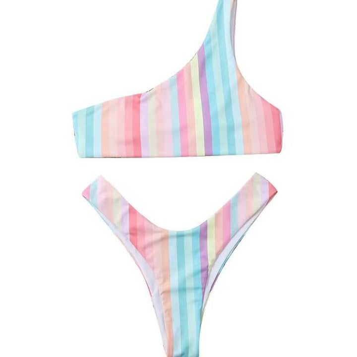 Damer Ensidig stribet bikini med høj benudskæring Stilla
