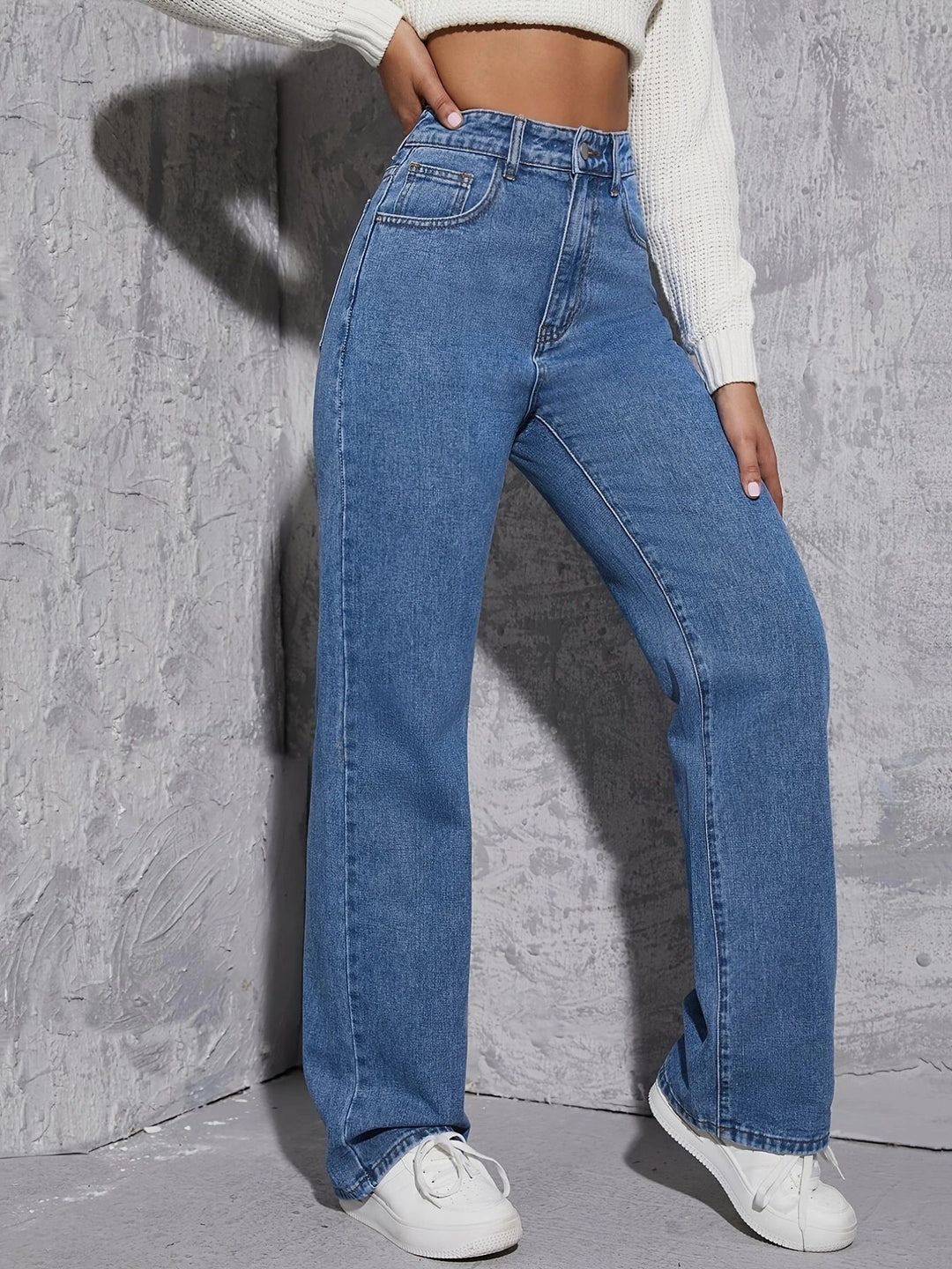 Dame højtaljede løse jeans med smart snit og diskrete vaskninger Stilla
