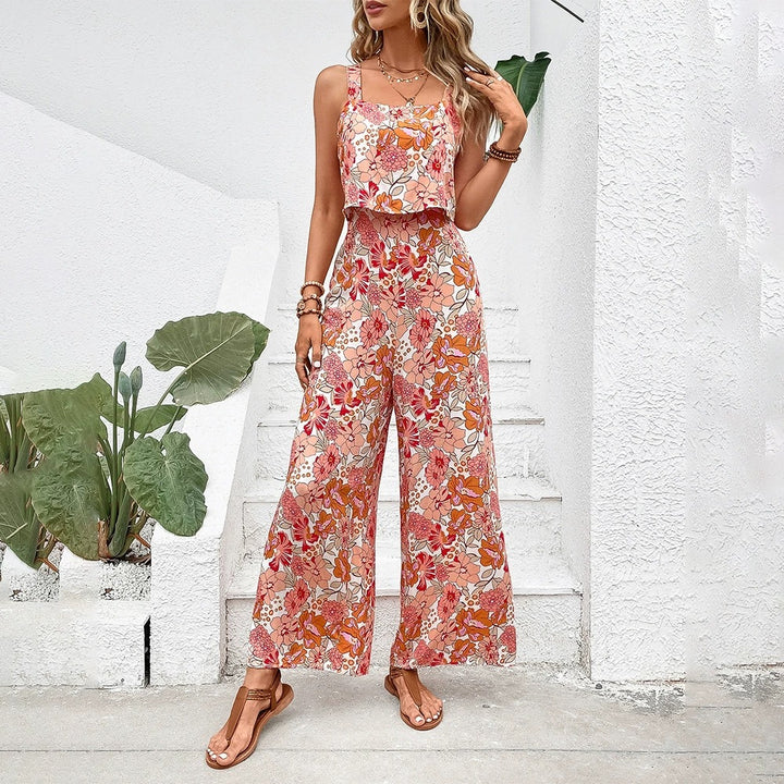Dame Sommer Jumpsuit med afslappet snit og blomsterdesign Stilla