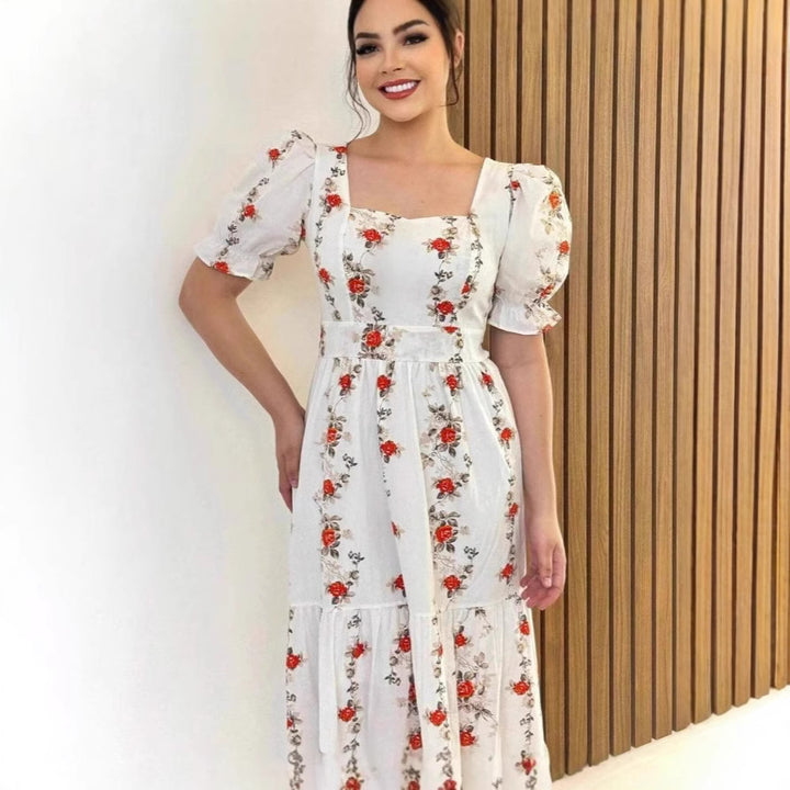 Dame Maxikjole med blomsterdekorationer Stilla