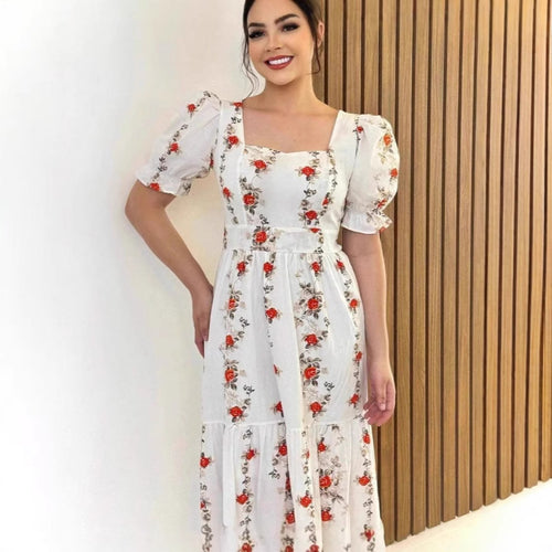 Dame Maxikjole med blomsterdekorationer Stilla