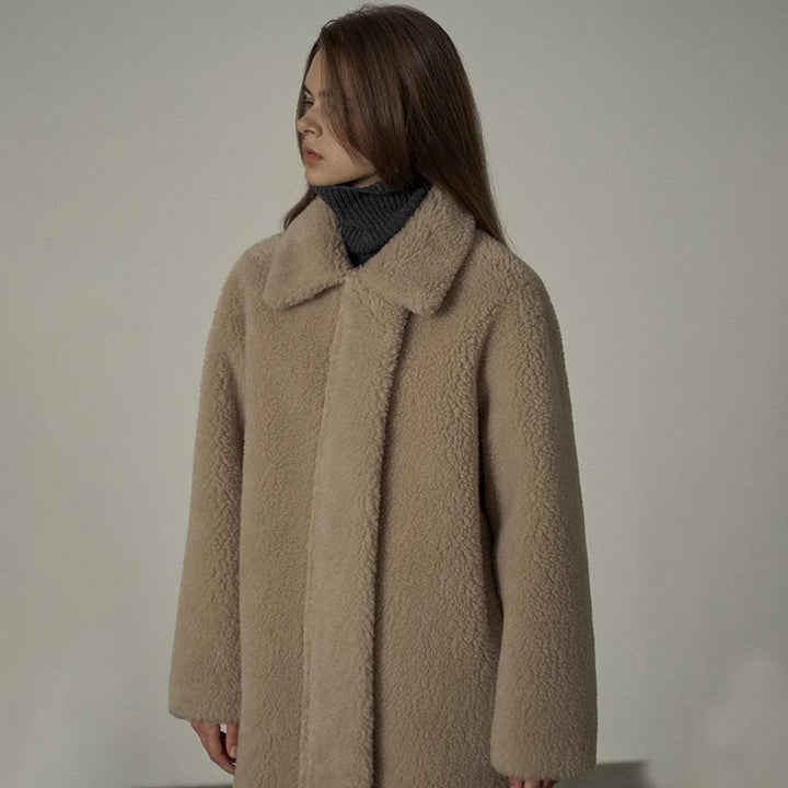 Damer elegant læderjakke med teddyfor Stilla