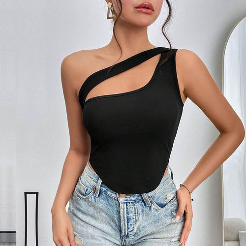 Damernes asymmetrisk bodysuit med fine spaghetti-stropper og elastisk stof Stilla