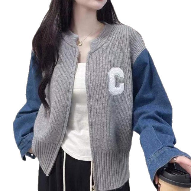 Dame Trendy Cardigan med Denim ærmer Stilla