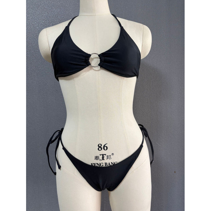 Dame Triangel-Bikini med ringdetalje og justerbare bånd Skovae