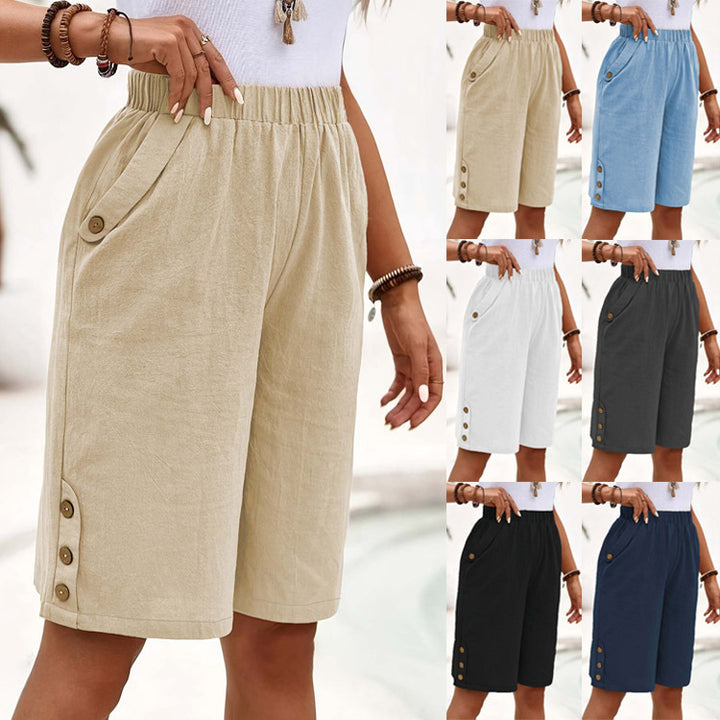 Dame Behagelige Shorts med Knap-Detalje Stilla