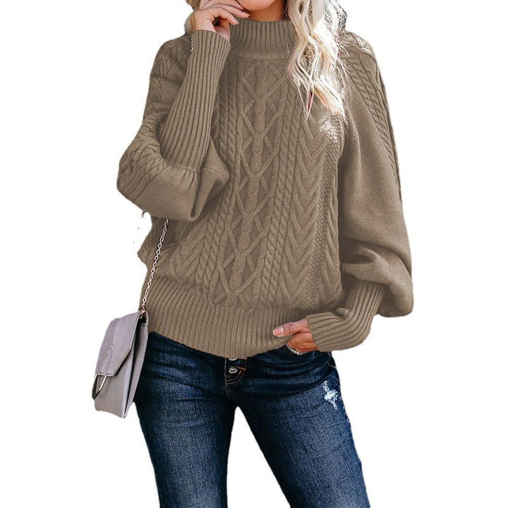 Dame strikpullover med høj hals og struktureret design Stilla