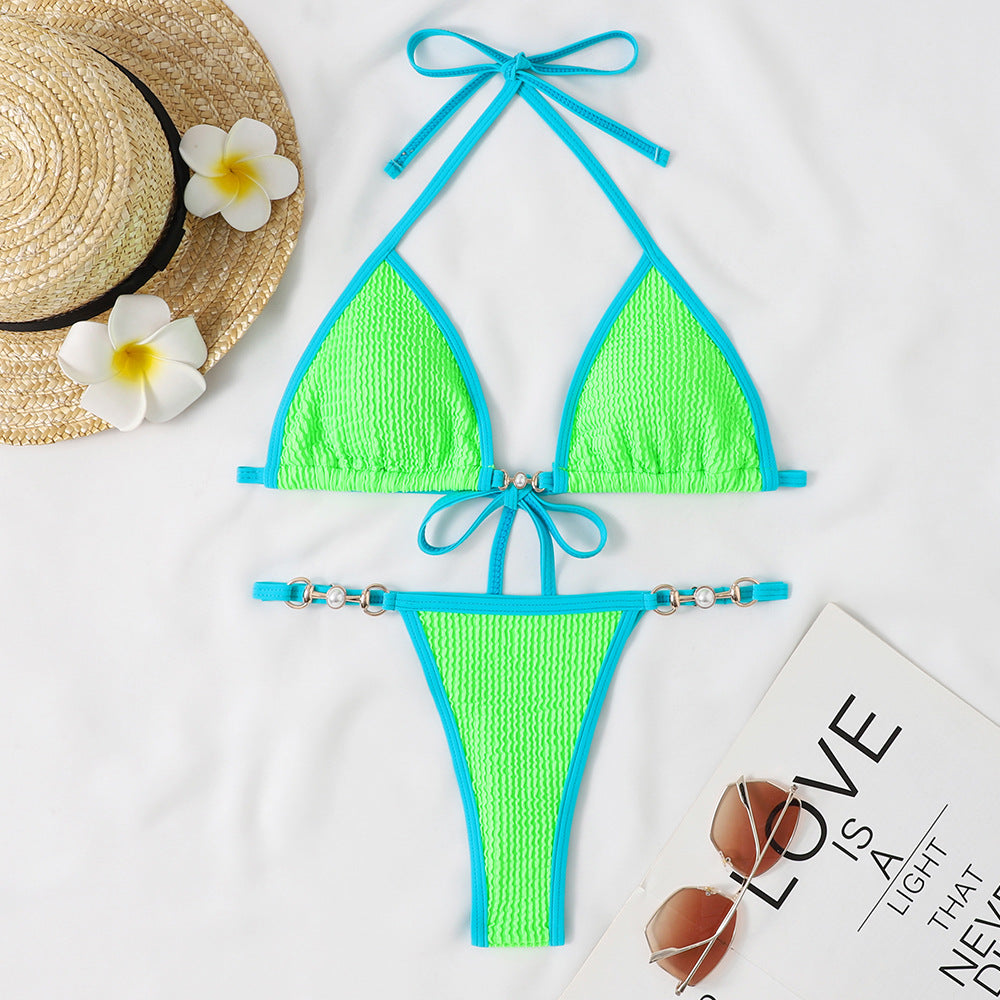 Femme Triangle Cut Bikini Sæt med dekorerede stropper Stilla