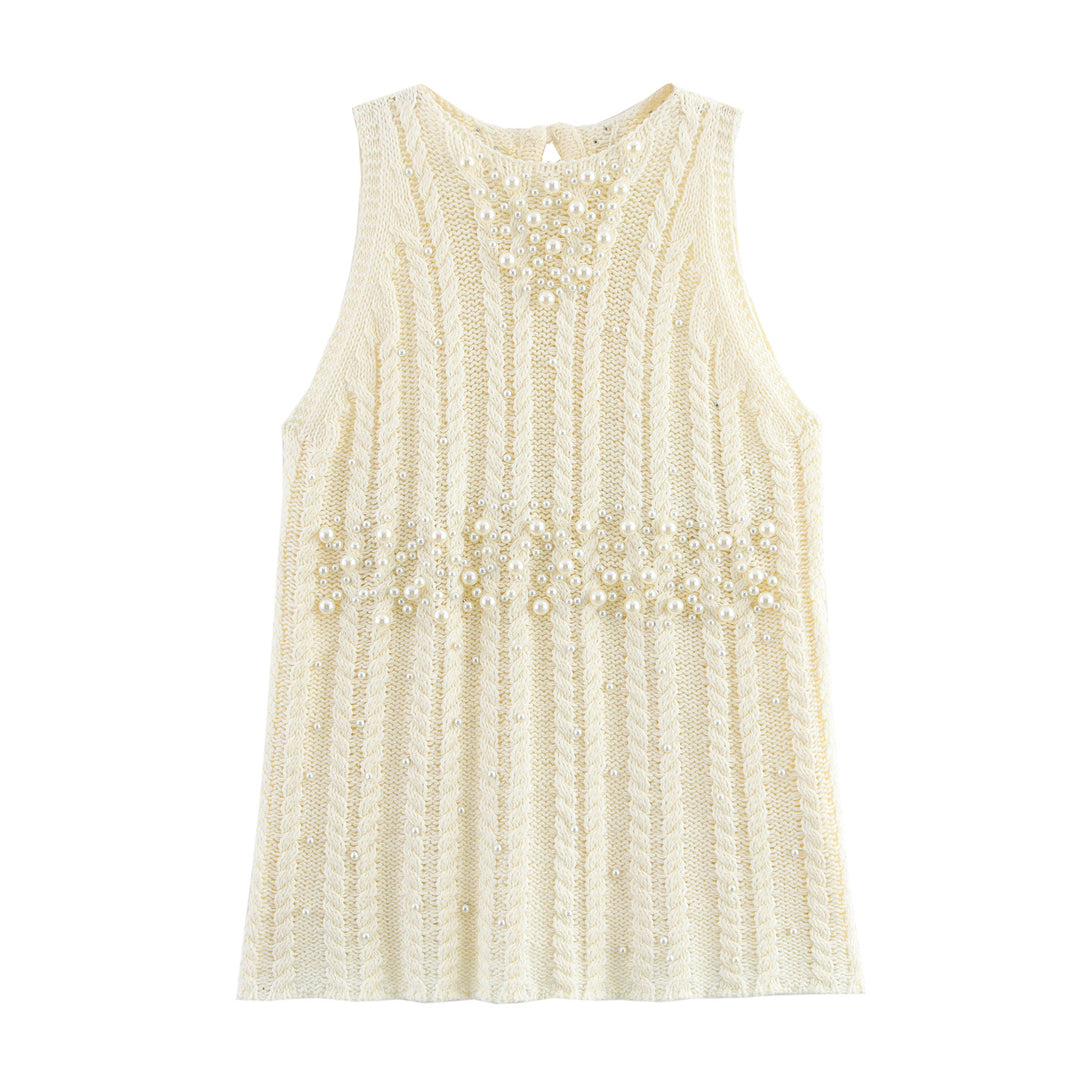 Femme Textureret Perleprydet Strik tanktop Stilla