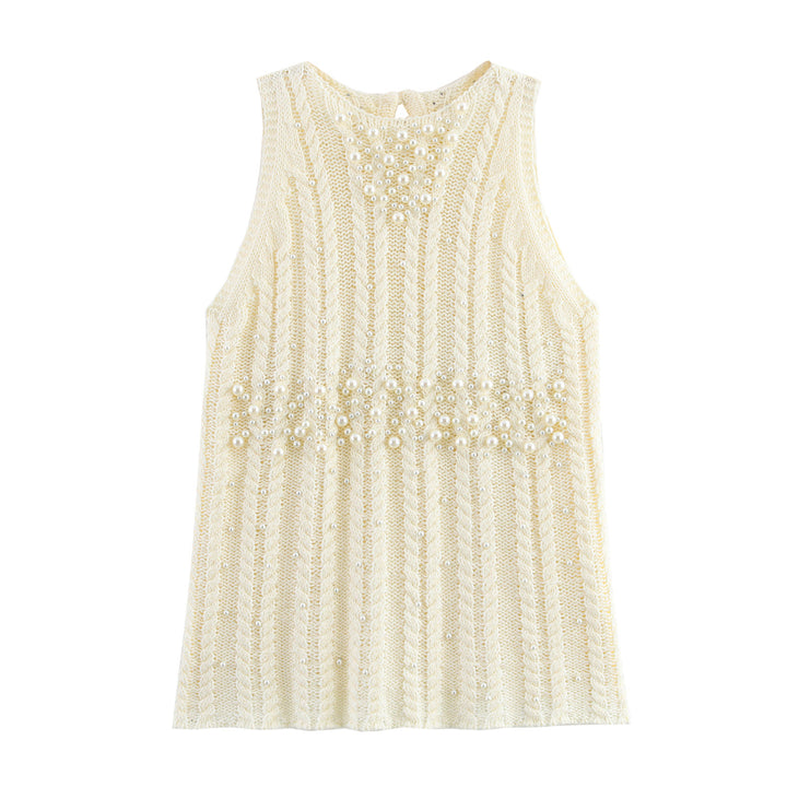 Femme Textureret Perleprydet Strik tanktop Stilla