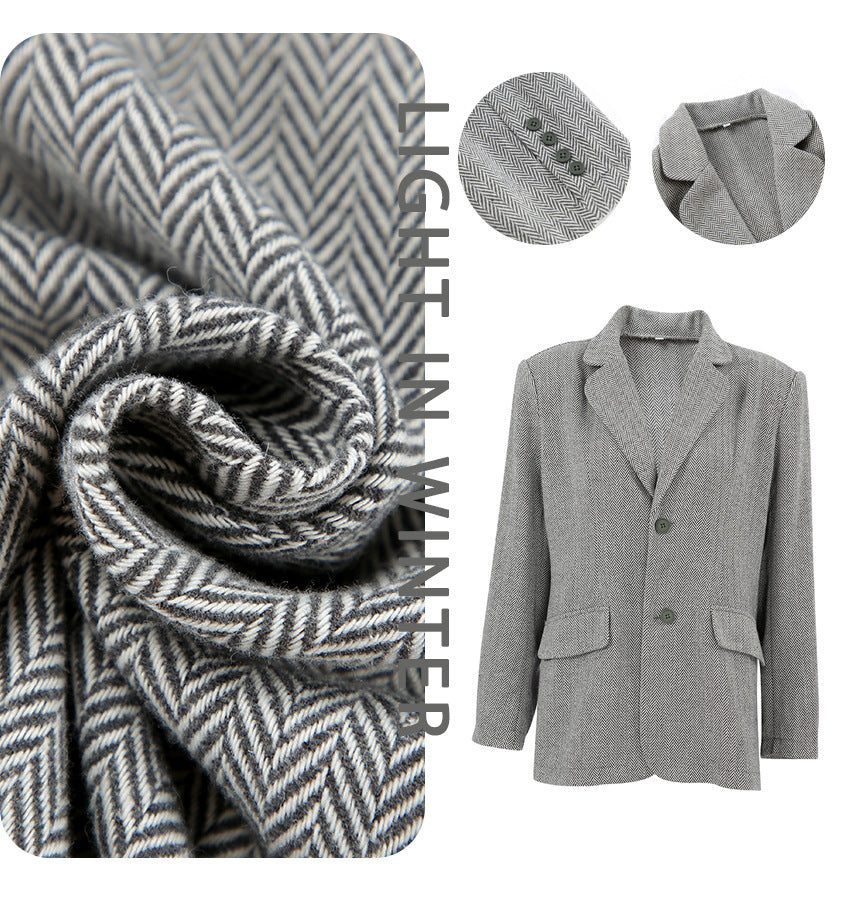 Dame Oversized Blazerjakke i uldblanding med elegant snit Stilla