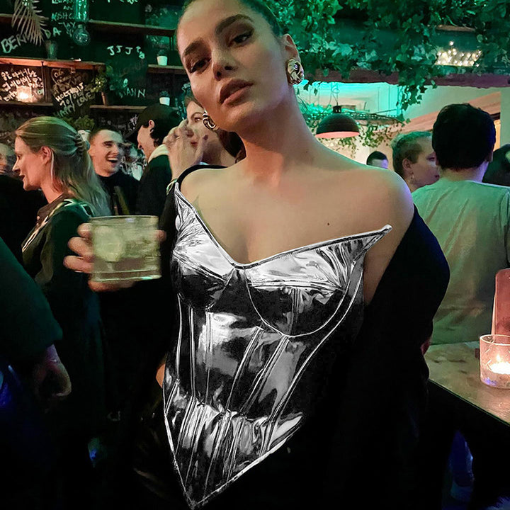Dame Glamourøs Metal-Corsage-Top Stilla