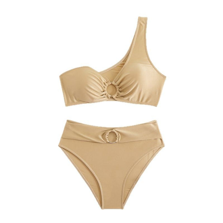 Femme En-Skulder Høj Talje Bikini Sæt med Ringdetalje Stilla
