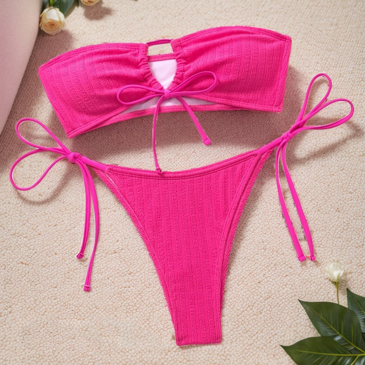 Dame Bandeau-bikini med rynkning Skovae
