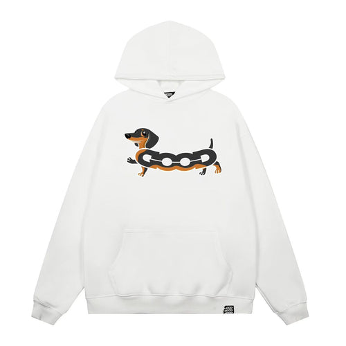 Kvinders hætte sweatshirt med charmerende hund skærmtryk Skovae