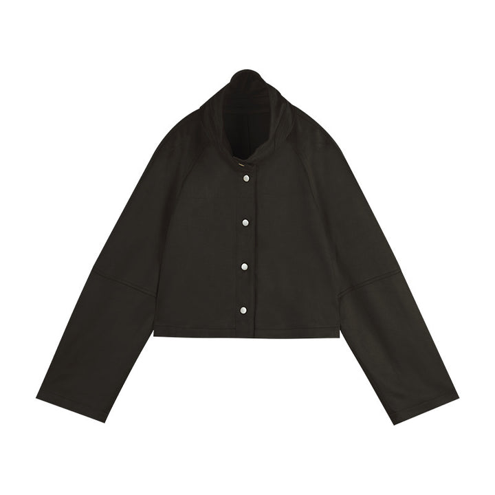Dame cropped overgangsjakke med blødt materiale og elegant krave Stilla