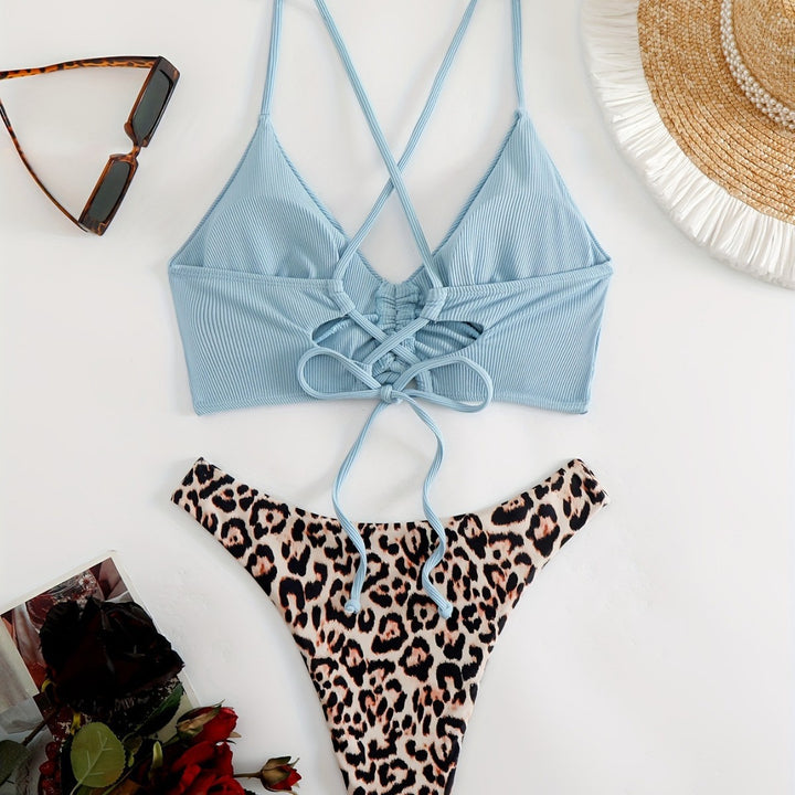 Dame Trendy Bikini med rynk og asymmetrisk design Stilla