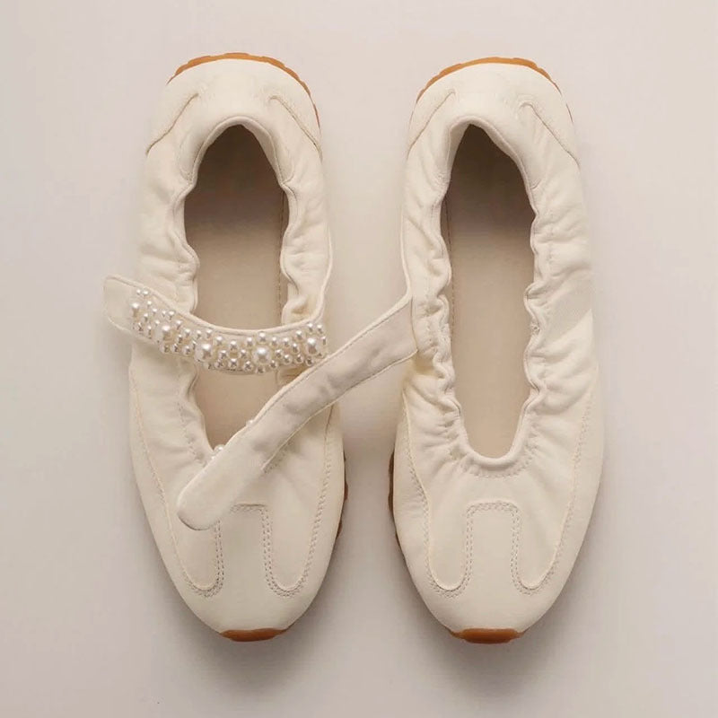 Dame Mode Læder Slippers med Perle detaljer Stilla