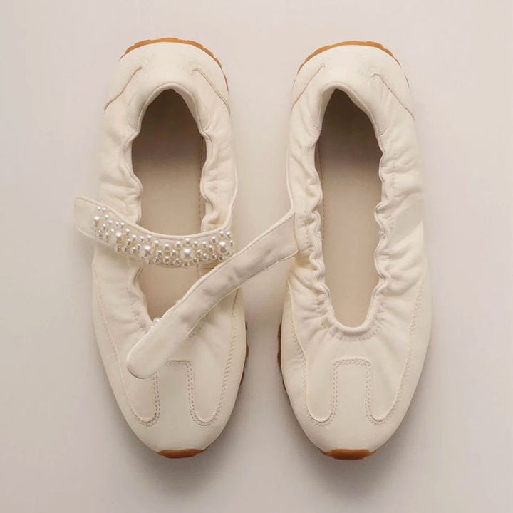 Dame Mode Læder Slippers med Perle detaljer Stilla