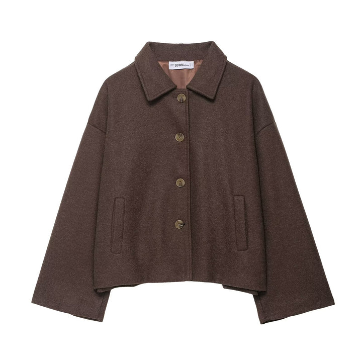 Dame cropped overgangsjakke med praktiske knapdetaljer og store lommer Stilla