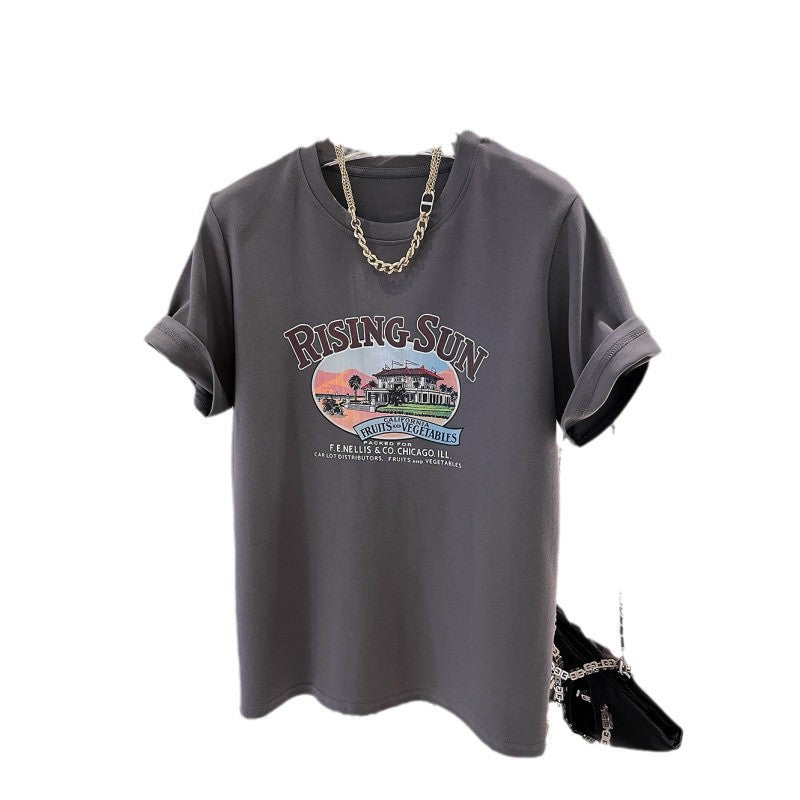 Dame T-shirt med nostalgisk tryk og afslappet pasform Stilla
