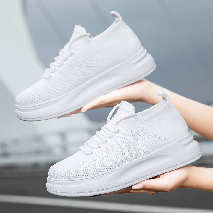 Dame nan elastisk strik-sneaker med viskoelastisk fodseng og dämpende plateau-sål Skovae