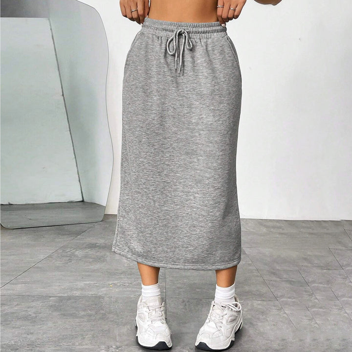 Dame sweatrock med elastisk talje og lommer Stilla