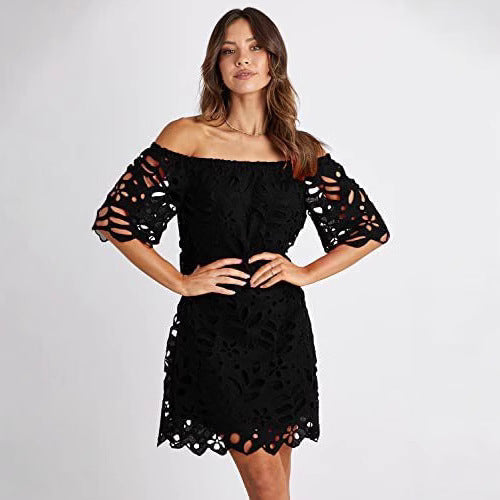 Dame Off-Shoulder Kjole i høj kvalitet broderi Stilla
