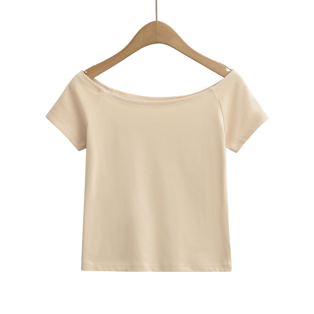 Dame afslappet Off-Shoulder T-shirt lavet af høj kvalitets bomuldsblanding Stilla