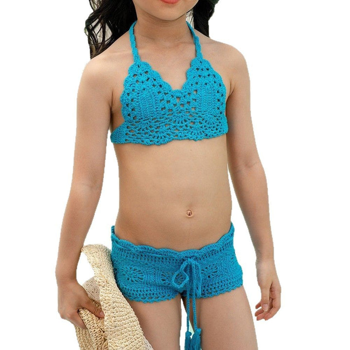 Dame hæklede bikini-sæt med åben ryg og frynsede detaljer Stilla